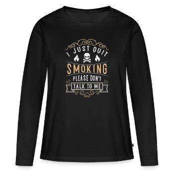 Interdiction de fumer des cigarettes Ne fumez pas de dépendance - T-shirt manches longues Premium bio Femme - noir - Devant - Julia (174cm)