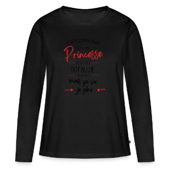 Compliqué d'être Princesse et faire du Rallye - T-shirt manches longues Premium bio Femme - noir - Devant - Julia (174cm)
