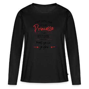 C est compliqué d'être Princesse et une Bretonne - T-shirt manches longues Premium bio Femme - noir - Devant - Julia (174cm)