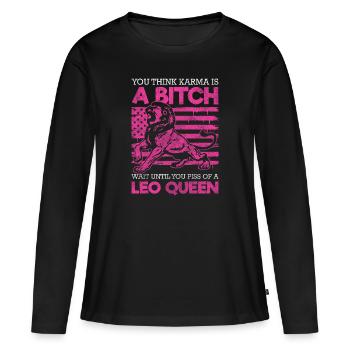 Constellation de superstition du Lion - T-shirt manches longues Premium bio Femme - noir - Devant - Julia (174cm)