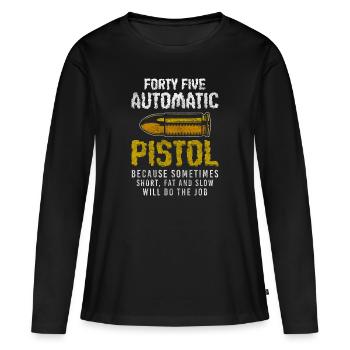 Propriétaire d’arme pistolet - T-shirt manches longues Premium bio Femme - noir - Devant - Julia (174cm)