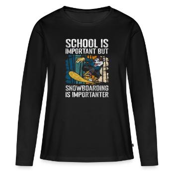 Schnee Piste Sport Winterurlaub - Frauen Premium Bio Langarmshirt - Schwarz - Vorne - Julia (174cm)