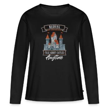Épée, Château, Royaume, Cheval - T-shirt manches longues Premium bio Femme - noir - Devant - Julia (174cm)
