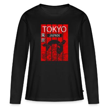 Asien Urlaub Japanisch - Frauen Premium Bio Langarmshirt - Schwarz - Vorne - Julia (174cm)
