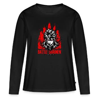 Anime Manga // Battle Shounen Junkie // AS006 - T-shirt manches longues Premium bio Femme - noir - Devant - Julia (174cm)