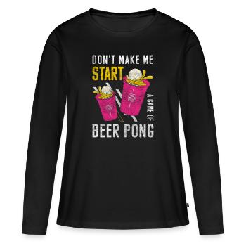 Beer Pong Balle Tennis de table - T-shirt manches longues Premium bio Femme - noir - Devant - Julia (174cm)