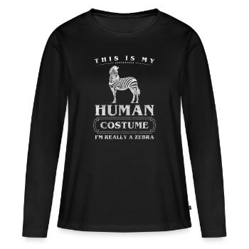 Prairie de steppe nature zèbre - T-shirt manches longues Premium bio Femme - noir - Devant - Julia (174cm)