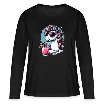 funny unicorn to celebrate and party - Women's Premium Organic Long Sleeve Shirt - black - Front - Julia (174cm)