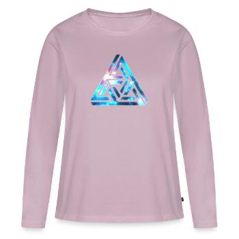 Illusion d’optique, Triangle Impossible, Formes 3D - T-shirt manches longues Premium bio Femme - rose poudré - Devant - Julia (174cm)