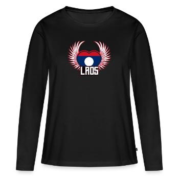 Laos - T-shirt manches longues Premium bio Femme - noir - Devant - Julia (174cm)