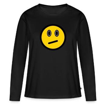Émoticône neutre - Symbole d’image - Contour du visage - T-shirt manches longues Premium bio Femme - noir - Devant - Julia (174cm)