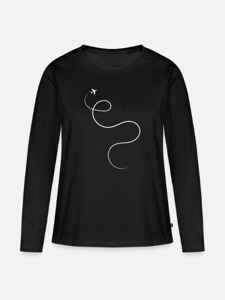 Flugzeug - Frauen Premium Bio Langarmshirt - Schwarz