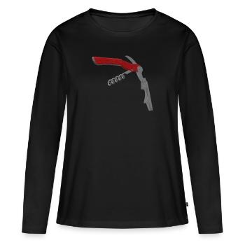 3D Tire-bouchon - T-shirt manches longues Premium bio Femme - noir - Devant - Julia (174cm)