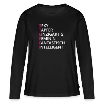 Steffi Name Geschenk - Frauen Premium Bio Langarmshirt - Schwarz - Vorne - Julia (174cm)