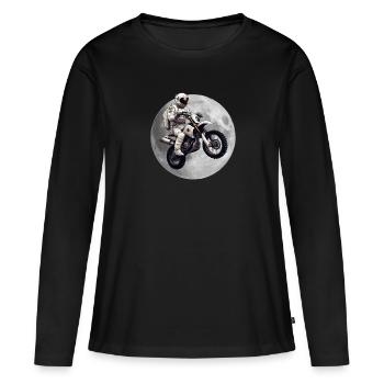 Astronaute sur moto motard motard - T-shirt manches longues Premium bio Femme - noir - Devant - Julia (174cm)