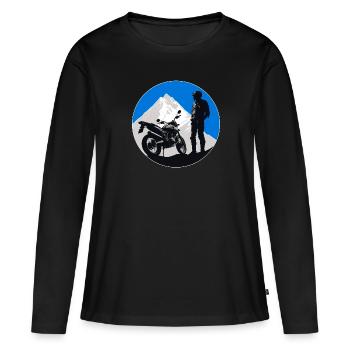 Motorcycle Silhouette Motorcyclist Motorcycle Biker - Women's Premium Organic Long Sleeve Shirt - black - Front - Julia (174cm)