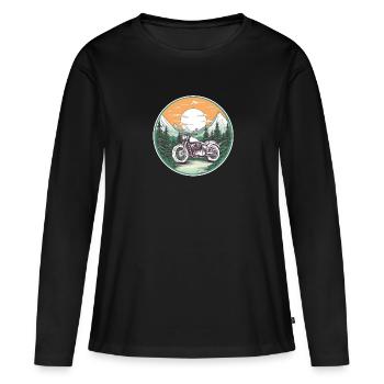 Motorrad Tour im Grünen Motorradfahrer Biker - Frauen Premium Bio Langarmshirt - Schwarz - Vorne - Julia (174cm)