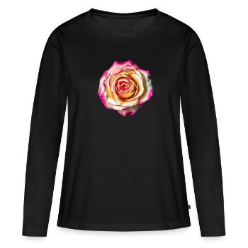 Flowers Rose Yellow Turquoise Mother's Day Valentine's Day - Women's Premium Organic Long Sleeve Shirt - black - Front - Julia (174cm)