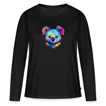 Süßer bunter Koala Tier Australien Koala-Bär - Frauen Premium Bio Langarmshirt - Schwarz - Vorne - Julia (174cm)