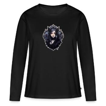 Goth Girl Gothic Red Vampire Mystical Bat - T-shirt manches longues Premium bio Femme - noir - Devant - Julia (174cm)