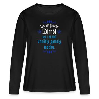 In am Dirndl dad i di gamsig mocha -Farbwechsel 3C - Frauen Premium Bio Langarmshirt - Schwarz - Vorne - Julia (174cm)