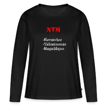 NTM: Novatrice, Talentueuse, Magnifique - T-shirt manches longues Premium bio Femme - noir - Devant - Julia (174cm)