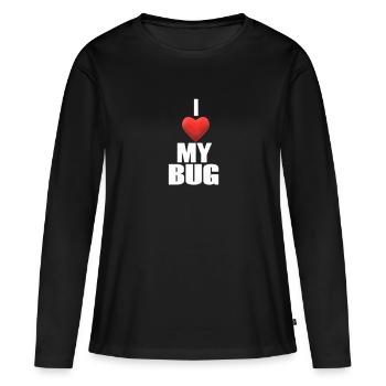 Ich liebe meinen Bug - Frauen Premium Bio Langarmshirt - Schwarz - Vorne - Julia (174cm)