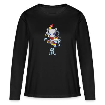 Signe astrologique chinois : Rat - T-shirt manches longues Premium bio Femme - noir - Devant - Julia (174cm)