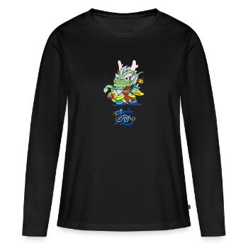 Signe astrologique chinois : Dragon - T-shirt manches longues Premium bio Femme - noir - Devant - Julia (174cm)