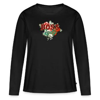 Boss Lady - Women's Premium Organic Long Sleeve Shirt - black - Front - Julia (174cm)