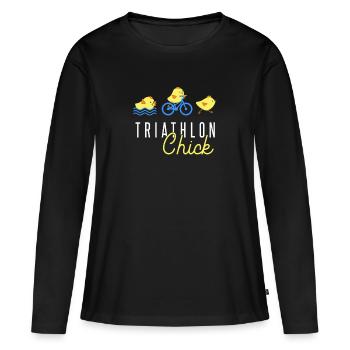 Triathlon - T-shirt manches longues Premium bio Femme - noir - Devant - Julia (174cm)