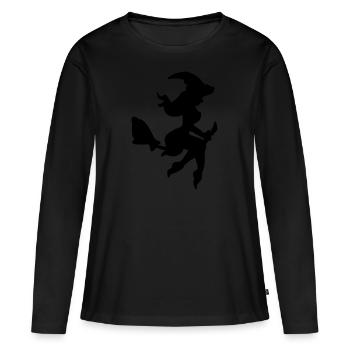 Hexe Besen - Frauen Premium Bio Langarmshirt - Schwarz - Vorne - Julia (174cm)