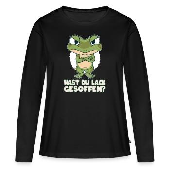Hast du Lack gesoffen Frosch Spruch Geschenk - Frauen Premium Bio Langarmshirt - Schwarz - Vorne - Julia (174cm)