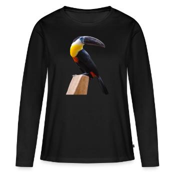 oiseaux long bec - T-shirt manches longues Premium bio Femme - noir - Devant - Julia (174cm)