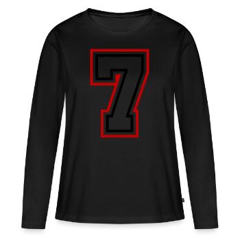 7 Numéro de numéro - T-shirt manches longues Premium bio Femme - noir - Devant - Julia (174cm)