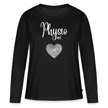 Physio avec cœur - Conception pour les physiothérapeutes - T-shirt manches longues Premium bio Femme - noir - Devant - Julia (174cm)