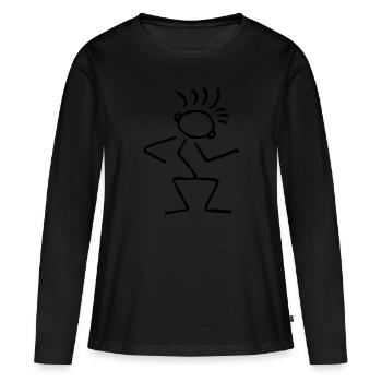 Stick Figure Action Air Guitar - Women's Premium Organic Long Sleeve Shirt - black - Front - Julia (174cm)