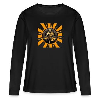 Feu à l’intérieur I Shaolin Mann graphique Esthétique du motif - T-shirt manches longues Premium bio Femme - noir - Devant - Julia (174cm)