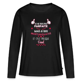 Femme Martinique Cadeau Humour - T-shirt manches longues Premium bio Femme - noir - Devant - Julia (174cm)