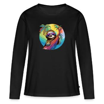 Cool Sloth Gift Holiday Late Riser - Women's Premium Organic Long Sleeve Shirt - black - Front - Julia (174cm)