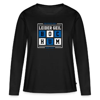 Bochum - Frauen Premium Bio Langarmshirt - Schwarz - Vorne - Julia (174cm)