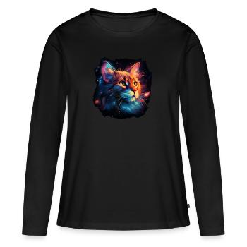 Katze für Katzenmamas, Geschenk Katze Samtpfote - Frauen Premium Bio Langarmshirt - Schwarz - Vorne - Julia (174cm)