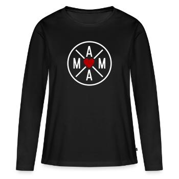 Mama Kreis mit Herz / Farbwechsel - Frauen Premium Bio Langarmshirt - Schwarz - Vorne - Julia (174cm)