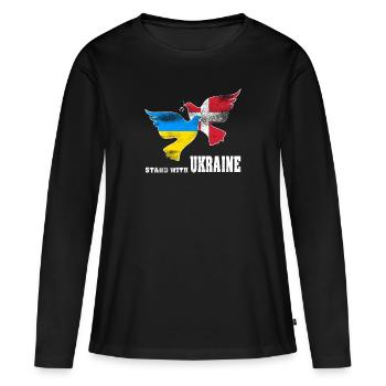 Ukraine - T-shirt manches longues Premium bio Femme - noir - Devant - Julia (174cm)