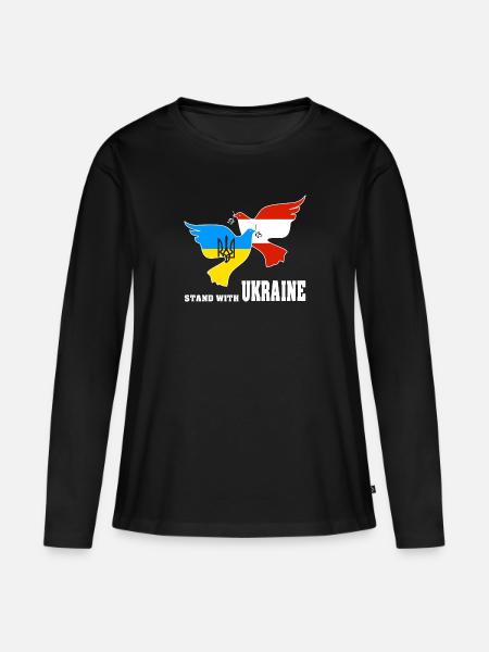 Ukraine - Frauen Premium Bio Langarmshirt - Schwarz