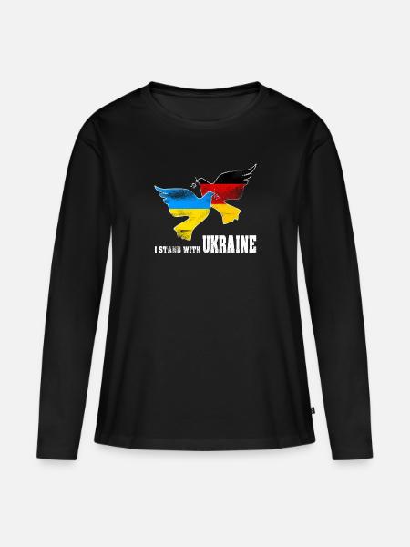 Ukraine - Frauen Premium Bio Langarmshirt - Schwarz