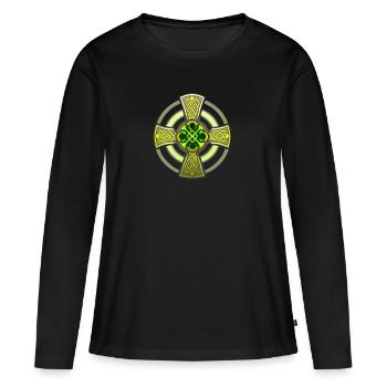 Croix celte - T-shirt manches longues Premium bio Femme - noir - Devant - Julia (174cm)