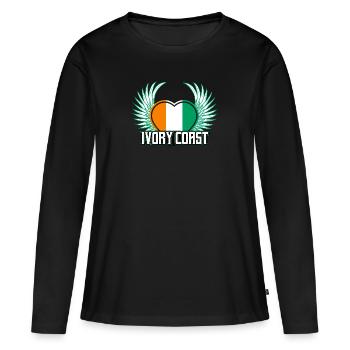 Côte d’Ivoire - T-shirt manches longues Premium bio Femme - noir - Devant - Julia (174cm)