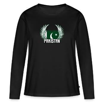 Pakistan - T-shirt manches longues Premium bio Femme - noir - Devant - Julia (174cm)