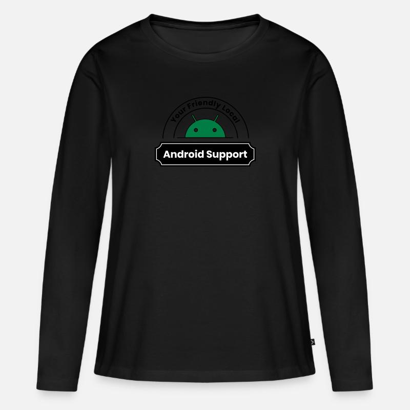 Android-Unterstützer - Frauen Premium Bio Langarmshirt - Schwarz